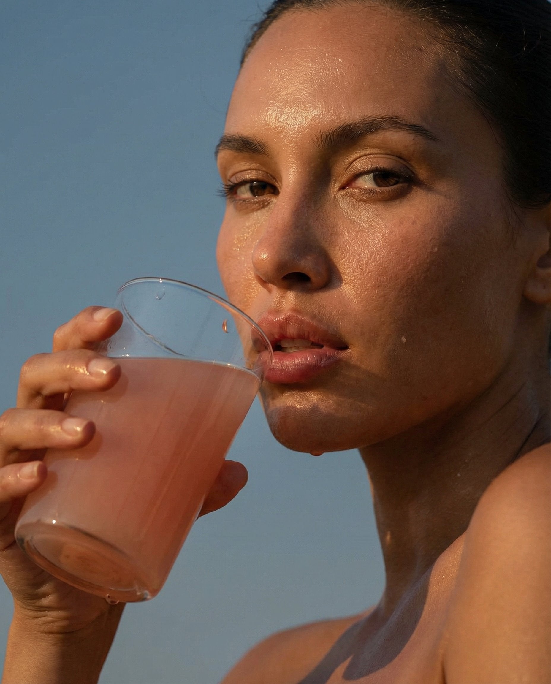 Woman drinking TINA Watermelon creatine